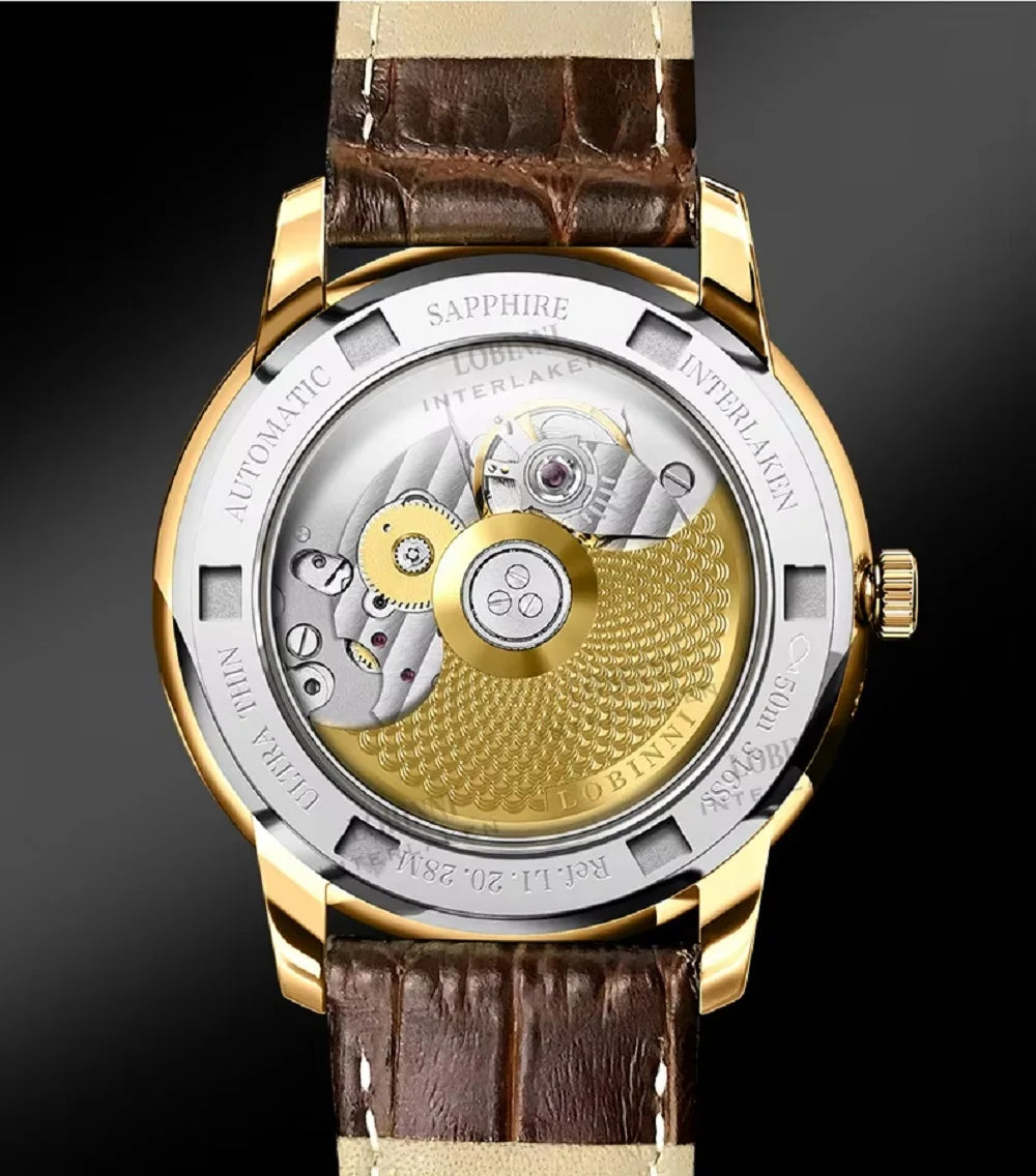 Lobinni Light Thin Automatic Mechanical Watch Mens 9015 Miyota Movement Men's Wristwatch Water Resistant Male Watches Simple