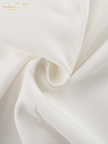 Clacive Summer Slim White Women's Dress 2025 Fashion O-Neck Sleeveless Ankle Length Dresses Elegant Classic Solid Female Dress