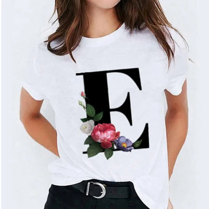 26 Letter Printed Women T-shirts Harajuku 2021 New Tops Casual Tee Summer Short Sleeve Graphic Female T shirt for Women Clothing