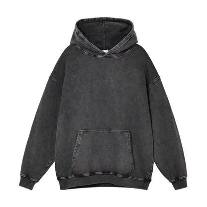 Washed out Thin Cotton Hoodie Sweatshirt Shoulder Drop Shoulder Large Size Women's Clothing Straight Cut Cuff Neckband