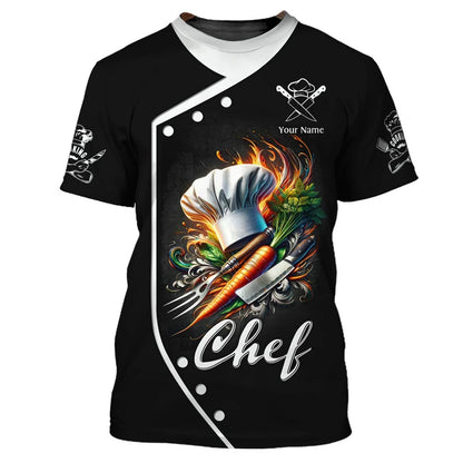 Funny Chef Work Uniform Men's T-shirts Personalization Name Custom Print Tees Casual O-neck Loose Short Sleeve Fashion Cook Tops