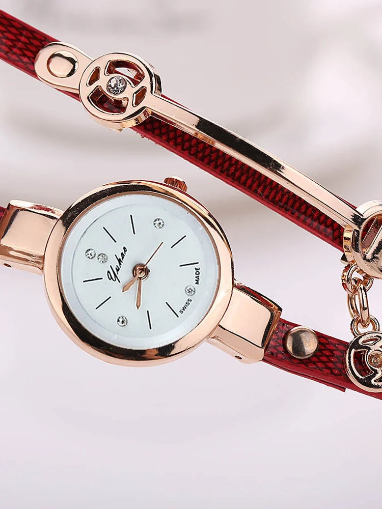 Women Watches Rhinestone Multilayer Bracelet Watch Women Faux Leather Strap Analog Quartz watch Fashion Dress Clock часы женские