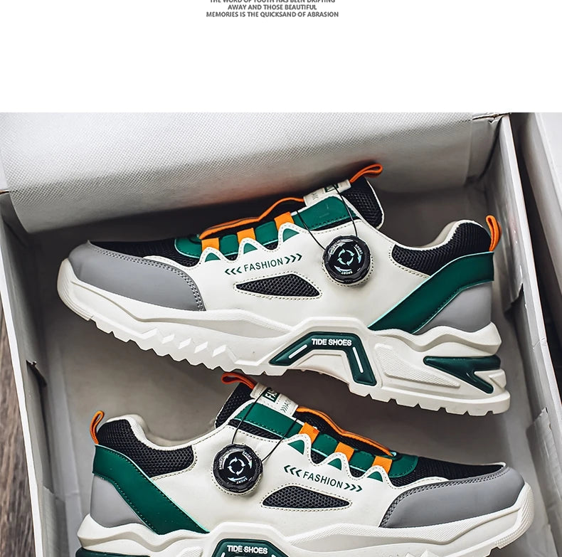 Men's Korean rotating shoelaces trendy sports shoes four season soft soled comfort casual sneakers outdoor student running shoes