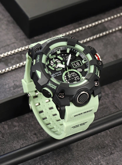 STRYVE Top Brand Electronic Watch For Men Outdoor Sports Waterproof Dual Time Display Quartz Wristwatches Rubber reloj hombre