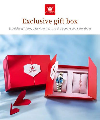 OLEVS Fashion Luxury Golden Watch For Women Stainless Steel Wristwatch Elegant Rhombus Quartz Waterproof Women's Watches Reloj