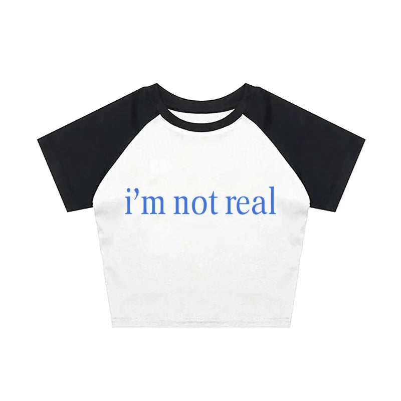 Letter Print T-Shirt Y2k Harajuku Summer Casual Short Sleeve Gothic Slim Crop Top Vintage Women Streetwear Sexy Grunge Fairy Tee