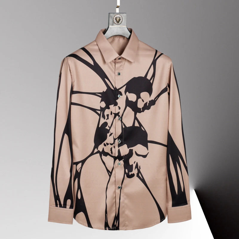 Hot men's shirt 3D printed pattern men's shirt long-sleeved lapel single-breasted fashion casual design slim body large size 6xl