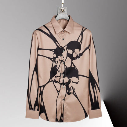 Hot men's shirt 3D printed pattern men's shirt long-sleeved lapel single-breasted fashion casual design slim body large size 6xl