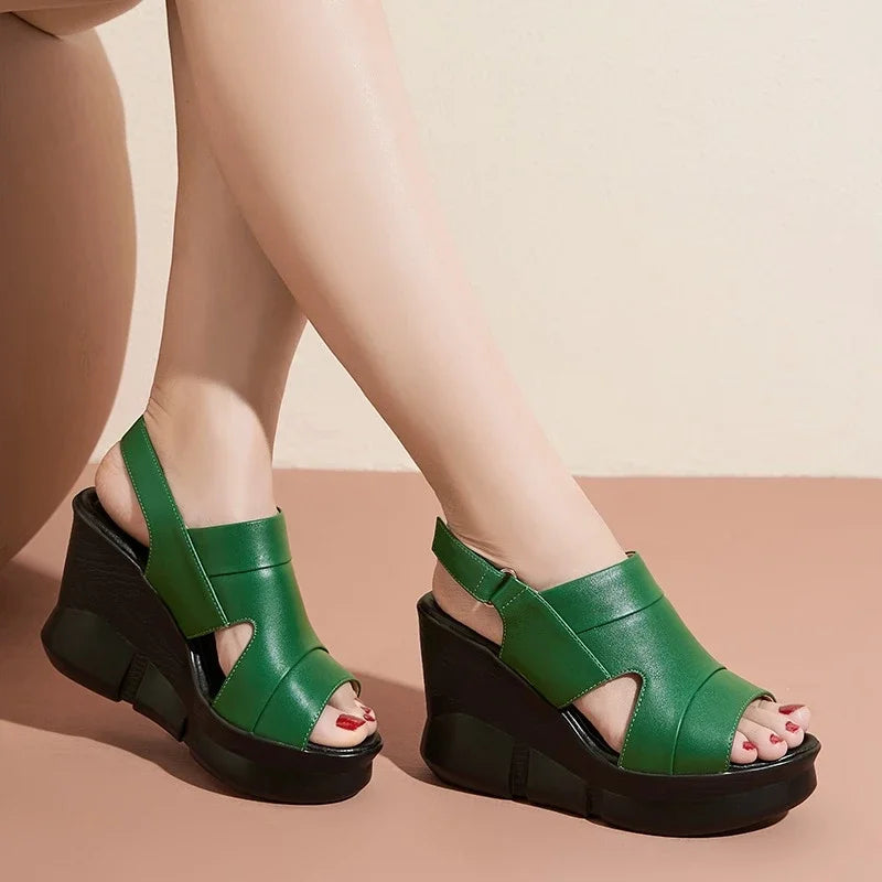2025 High Quality Ladies Shoes Open Toe Women's Sandals Platform Dress Sandals Women Round Toe High Wedges Outdoor Shoes Women