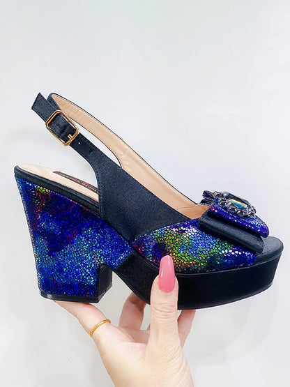 2023 Newest Wedding Women Shoes Nigeria Africa 10cm High Heels Party Gathering Crystal Design Women Shoes Fashion Ladies Shoes