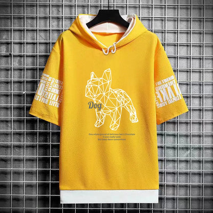 Men's Funny T-shirt Bulldog Design Graphic T Shirts Men Clothing Casual Harajuku Streetwear Print Hooded Top Short Sleeve Tee