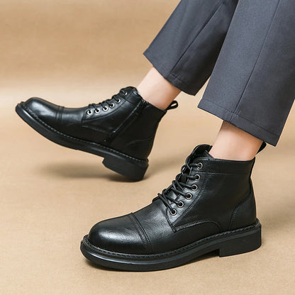 Fashion Outdoor Men Boots Anti-slip Wearable Boots Lace Up Versatile Male Leather Shoes Business Ankle Boot Dating Loafers Shoes