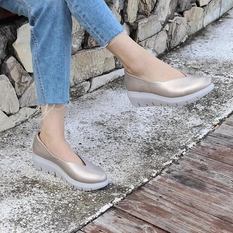 Women Fashion Wedge Heel Pumps 2025 Spring Summer Lightweight Platform Loafers Woman Soft Sole Comfort Casual Shoes Plus Size 42