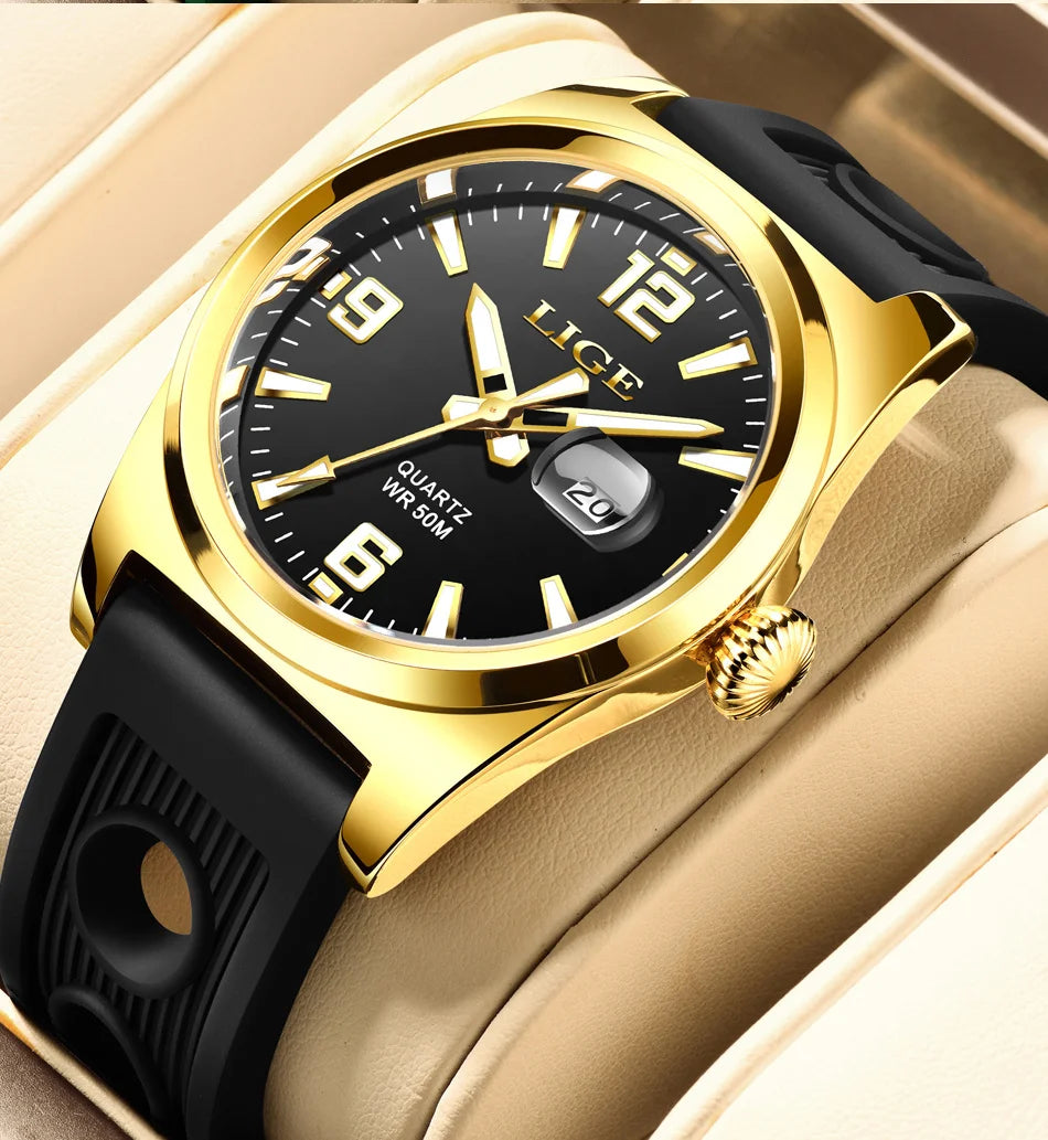 LIGE Man Watch Fashion Military Sport Quartz Calendar Watches for Men Waterproof Luminous Business Male Clock Relogio Masculino