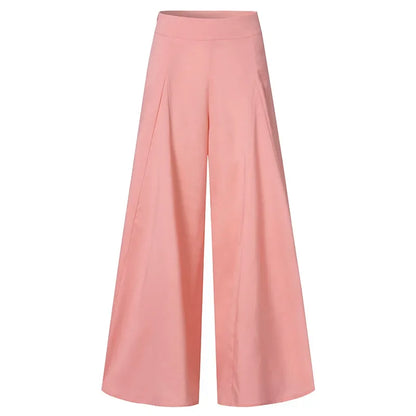 Elegant Women's Pants 2023 Summer Fashion Office OL Solid High Waist Wide Leg Pants Casual Basics Trousers OTTD Streetwear