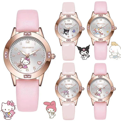 Sanrio Hello Kitty Women Watch Kuromi Cinnamoroll Kawaii Quartz Casual My Melody WristWatch Women Girl Children Gifts