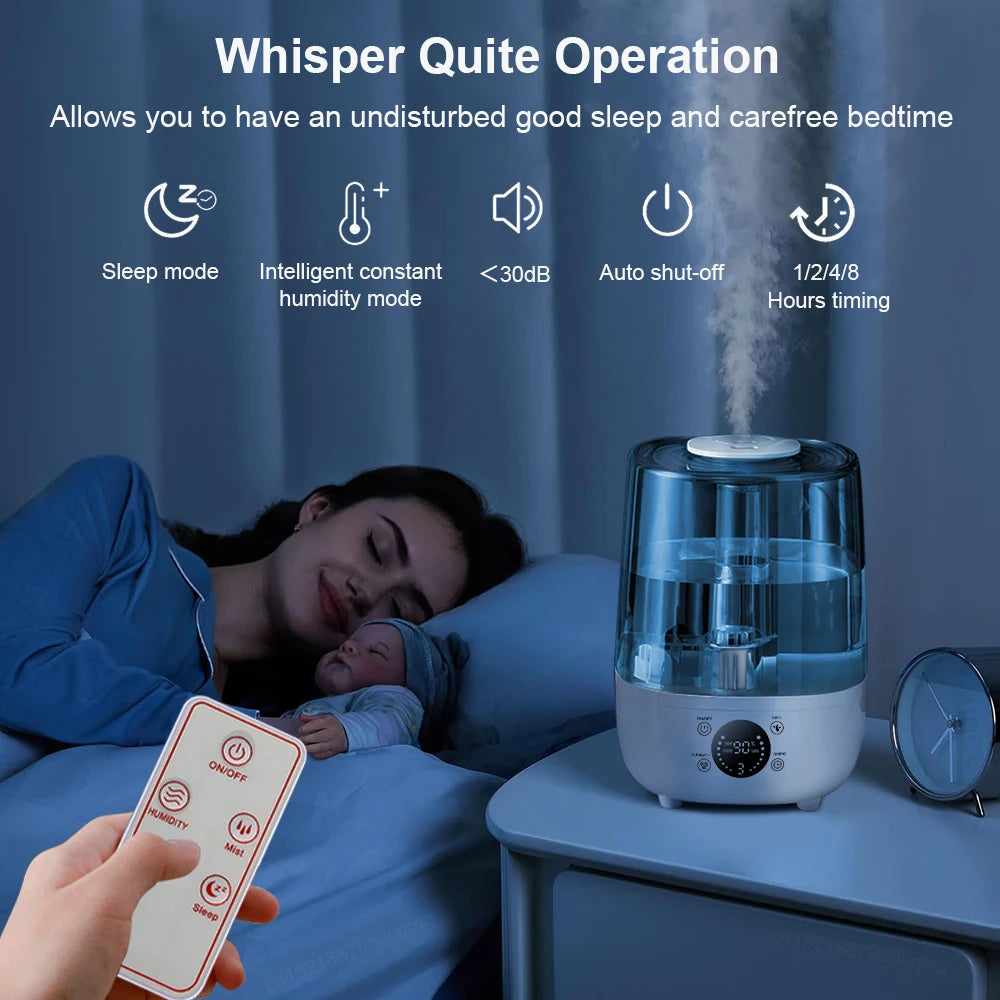Air Humidifier 4L Large Capacity Ultrasonic Humidifier Home Essential Oils Diffuser for Bedroom Air Humidifier with Aromatherapy