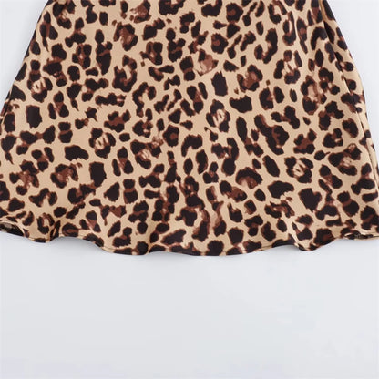 Summer New Women's European and American Fashion Animal Pattern Printed Silk Satin Texture Dress