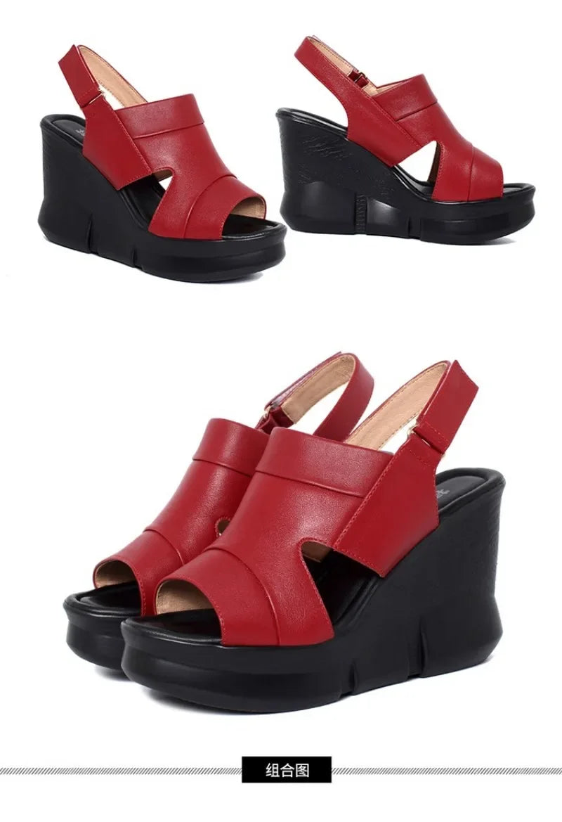 2025 High Quality Ladies Shoes Open Toe Women's Sandals Platform Dress Sandals Women Round Toe High Wedges Outdoor Shoes Women