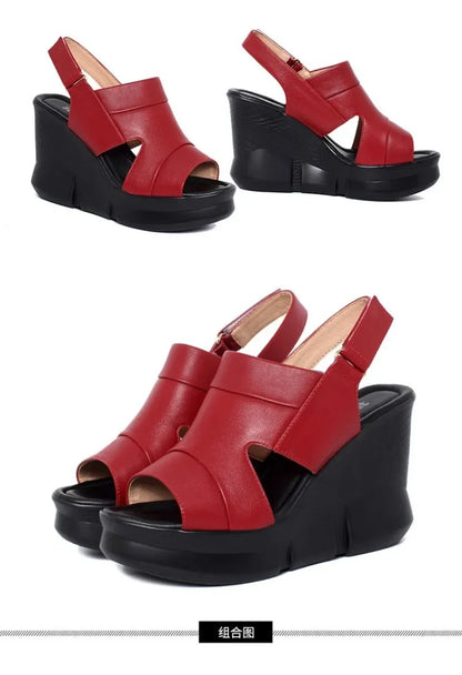 2025 High Quality Ladies Shoes Open Toe Women's Sandals Platform Dress Sandals Women Round Toe High Wedges Outdoor Shoes Women