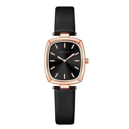 2024 New Womens Watch Hannah Martin Original Leather Rose Gold Simple Quartz Watch Top Brand 3Bar Waterproof Fashion Women Watch