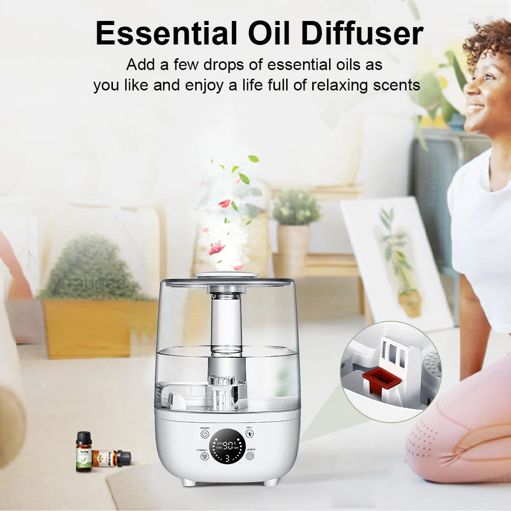 Air Humidifier 4L Large Capacity Ultrasonic Humidifier Home Essential Oils Diffuser for Bedroom Air Humidifier with Aromatherapy