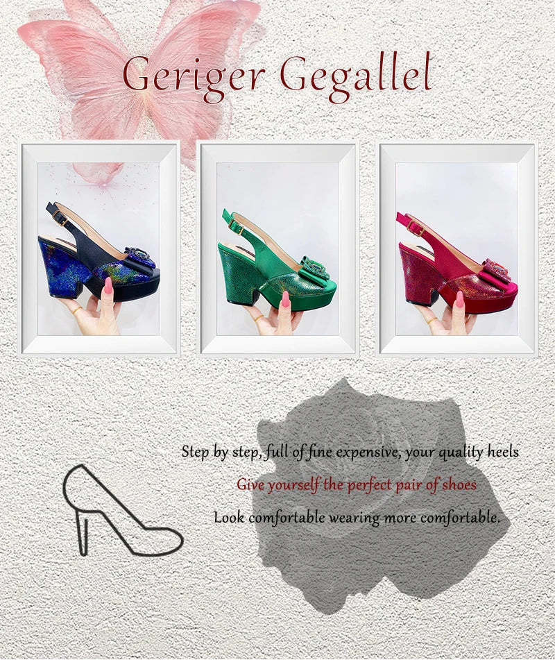 2023 Newest Wedding Women Shoes Nigeria Africa 10cm High Heels Party Gathering Crystal Design Women Shoes Fashion Ladies Shoes