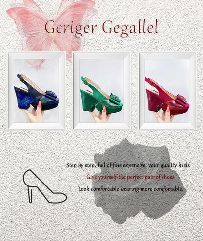 2023 Newest Wedding Women Shoes Nigeria Africa 10cm High Heels Party Gathering Crystal Design Women Shoes Fashion Ladies Shoes