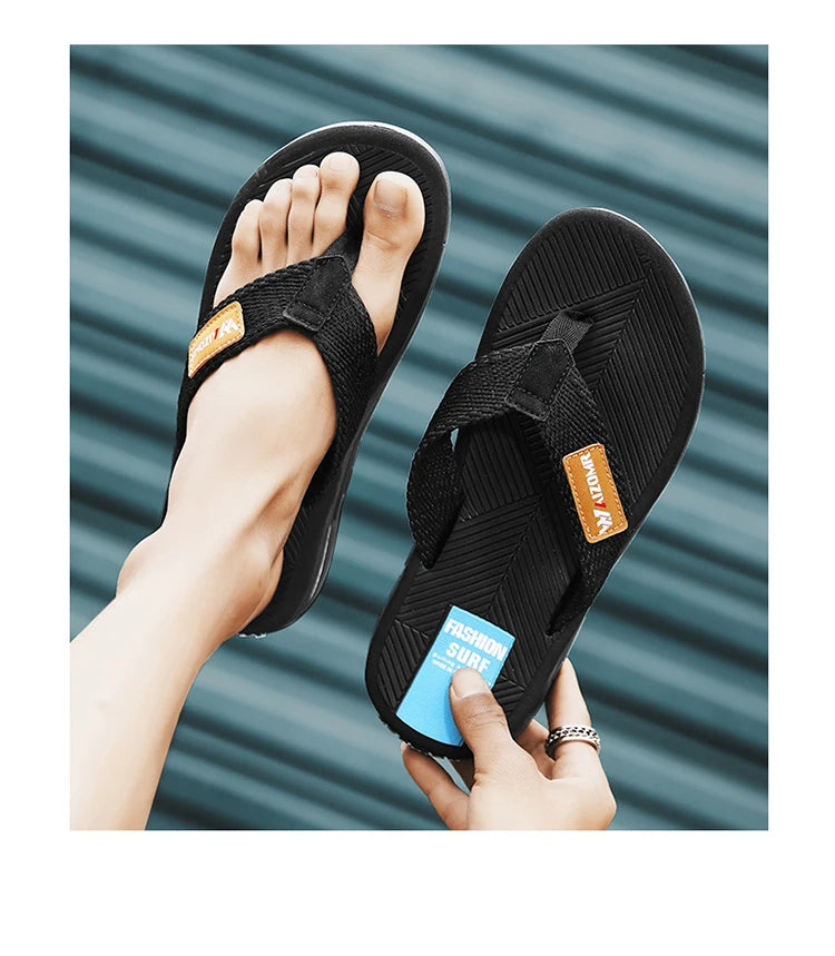 2023 Summer Flip Flops Men Beach Sandals Anti-slip Breathable Casual Men Beach Slippers Outdoor Big Size 45