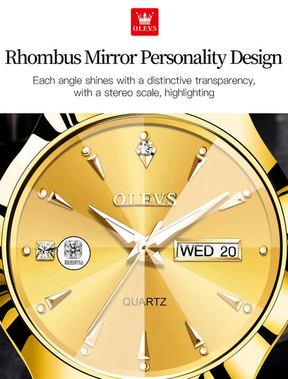 OLEVS 8697 Luxury Elegant Quartz Women's Watch Tungsten Steel Strap Fashion Waterproof Calendar Diamond dial Women's Watch