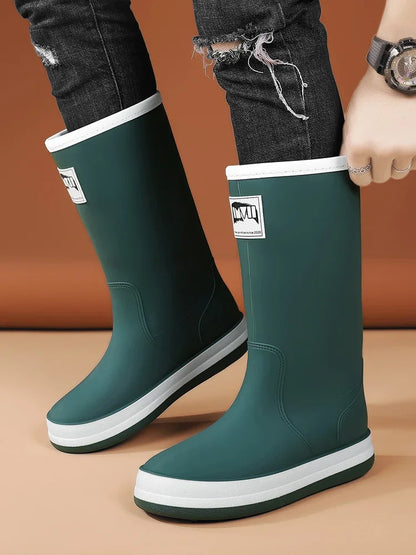 Men's Rain Shoes in The Cylinder Waterproof Wear-resistant Injection Molding Rubber Breathable New Outdoor Walking Water Shoes