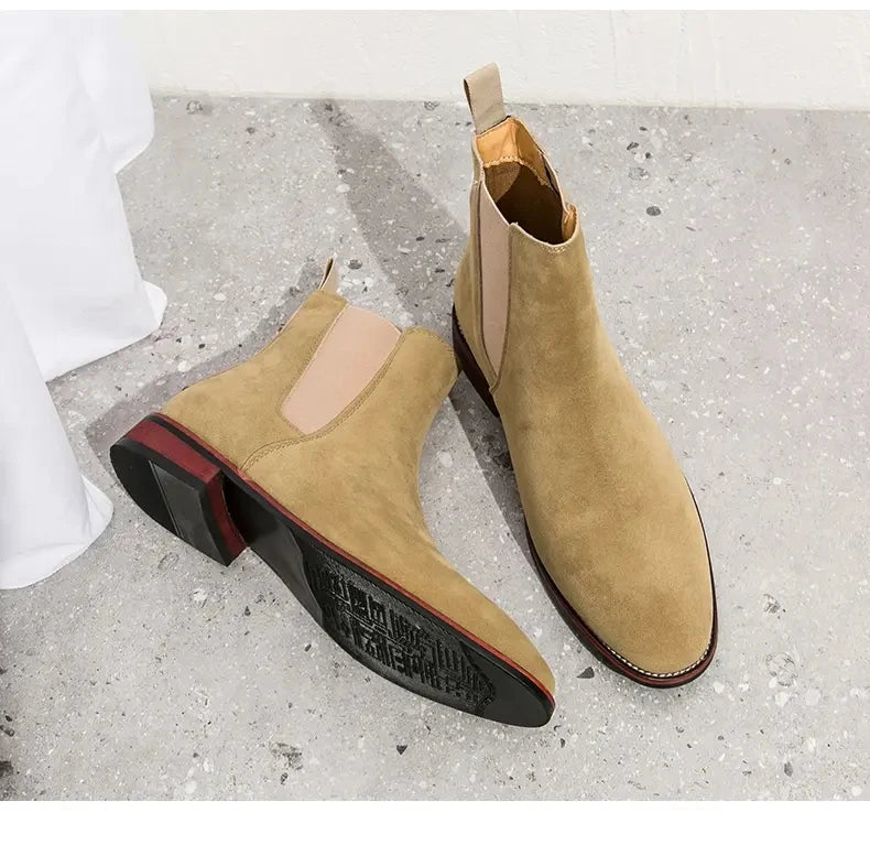 Fashionable Men Chelsea Boots PU Korean Version Versatile Suede European and American Short Boots Size 38-46 Men Boots