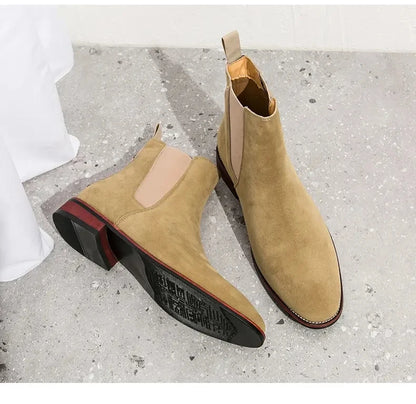 Fashionable Men Chelsea Boots PU Korean Version Versatile Suede European and American Short Boots Size 38-46 Men Boots