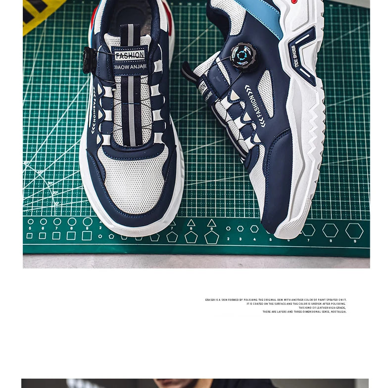 Men's Korean rotating shoelaces trendy sports shoes four season soft soled comfort casual sneakers outdoor student running shoes