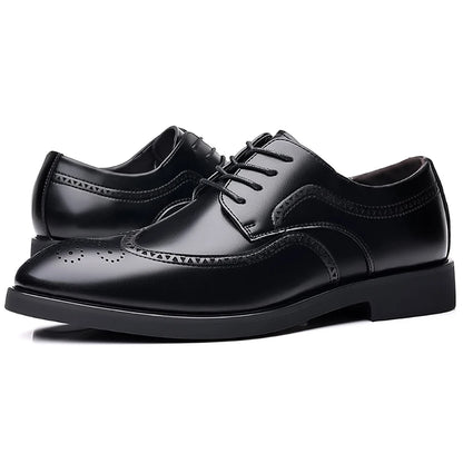 Men's Elegant British Brogue Derby Shoes Lace-Up Patchwork Breathable Formal Dress Shoes Business Wedding Thanksgiving Christmas