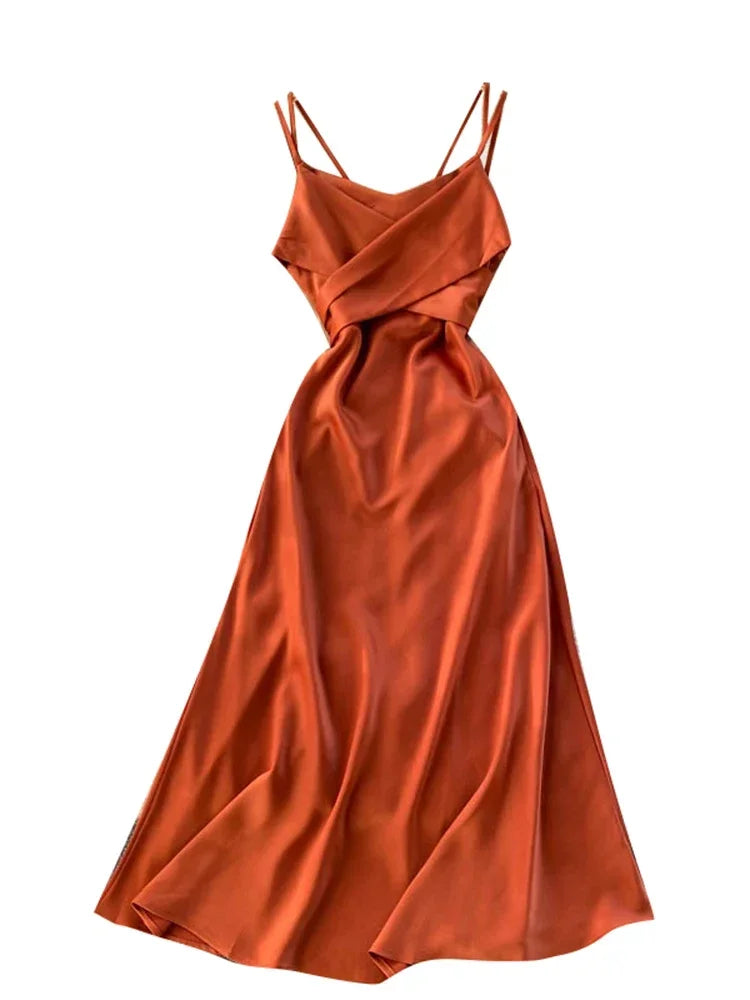 Summer European American Fashion New Vacation Beach Dress Women's Cross V-neck Sexy Strapless Strap Slim Party Dress C726