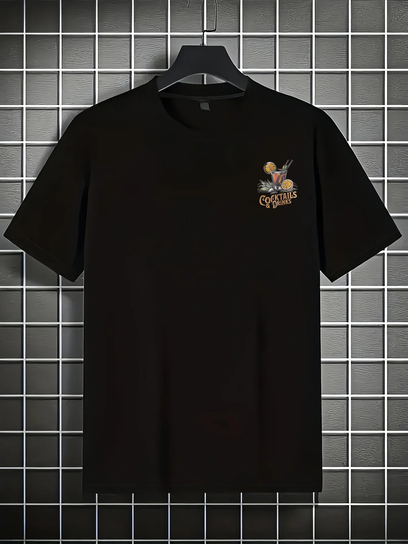 COCKTAILS DRINKS Printed T-shirt Men Summer Beach Short Sleeved Tops Unisex Casual Loose T Shirts Street Men's Cotton Tees