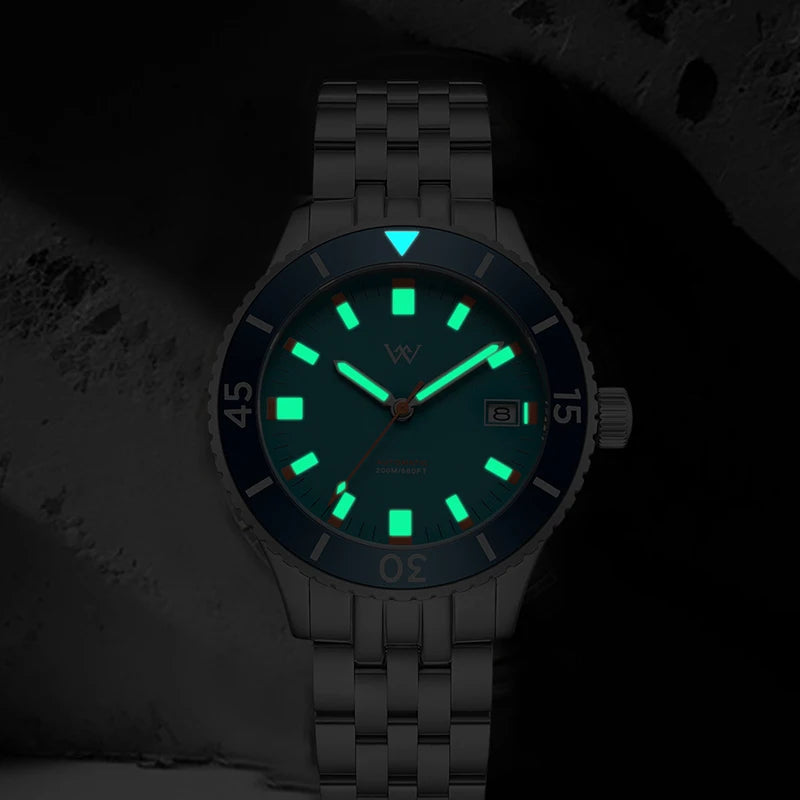 WM Watch NH35 Automatic Mechanical Watch Men Sapphire AR Coated 200M Water Resistant Ceramic Bezel Welly Merck Watches 203M-WM