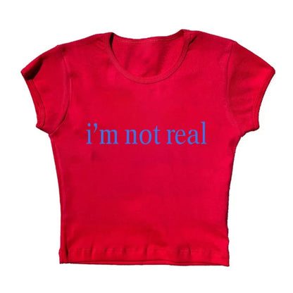 Letter Print T-Shirt Y2k Harajuku Summer Casual Short Sleeve Gothic Slim Crop Top Vintage Women Streetwear Sexy Grunge Fairy Tee