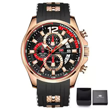 MINI FOCUS Red Watch for Men Fashion Luxury Chronograph Quartz Wristwatch with Silicone Band Luminous Hands Date Waterproof 0350
