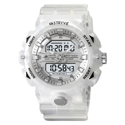 STRYVE Top Brand Electronic Watch For Men Outdoor Sports Waterproof Dual Time Display Quartz Wristwatches Rubber reloj hombre