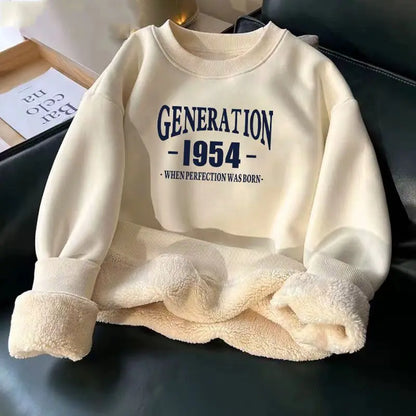 Women Hoodies Sweatshirt Letter Printing Lamb Velvet Thickened Street Warm Pullover Loose Crewneck Brown Hoodies Woman Clothing