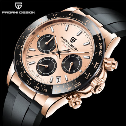 PAGANI DESIGN Watches Meteorite Surface Luxury Quartz Watches For Men Stainless Steel Waterproof Chronograph AR Sapphire Crystal