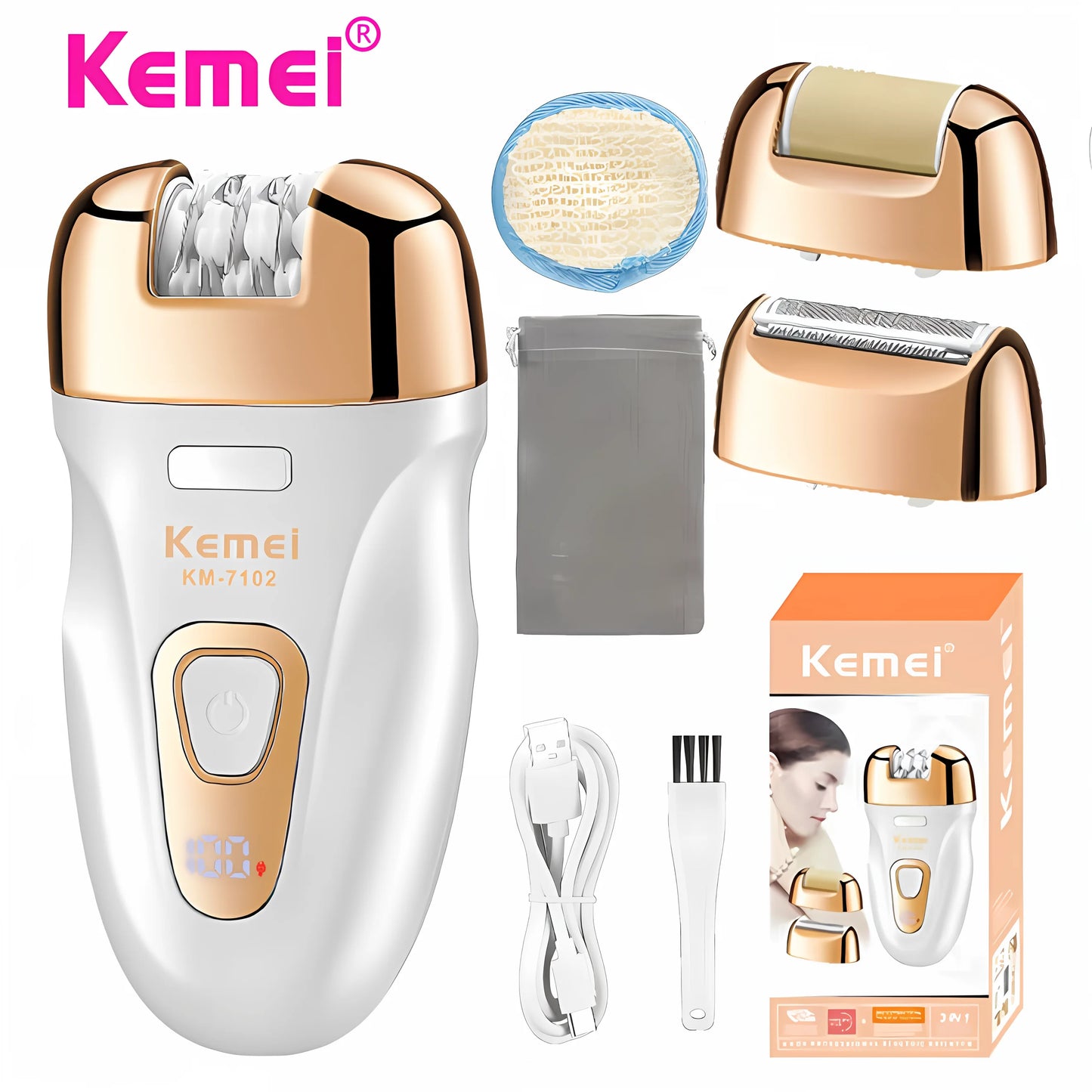 Kemei KM-7102 Electric Hair Removal Device Women's Shaver Personal Hair Removal Device Hair Puller Hair Removal Artifact white
