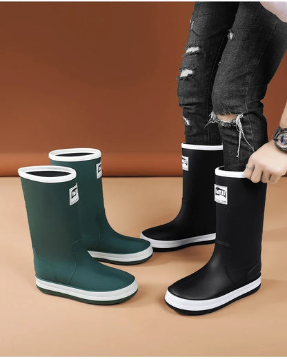 Men's Rain Shoes in The Cylinder Waterproof Wear-resistant Injection Molding Rubber Breathable New Outdoor Walking Water Shoes