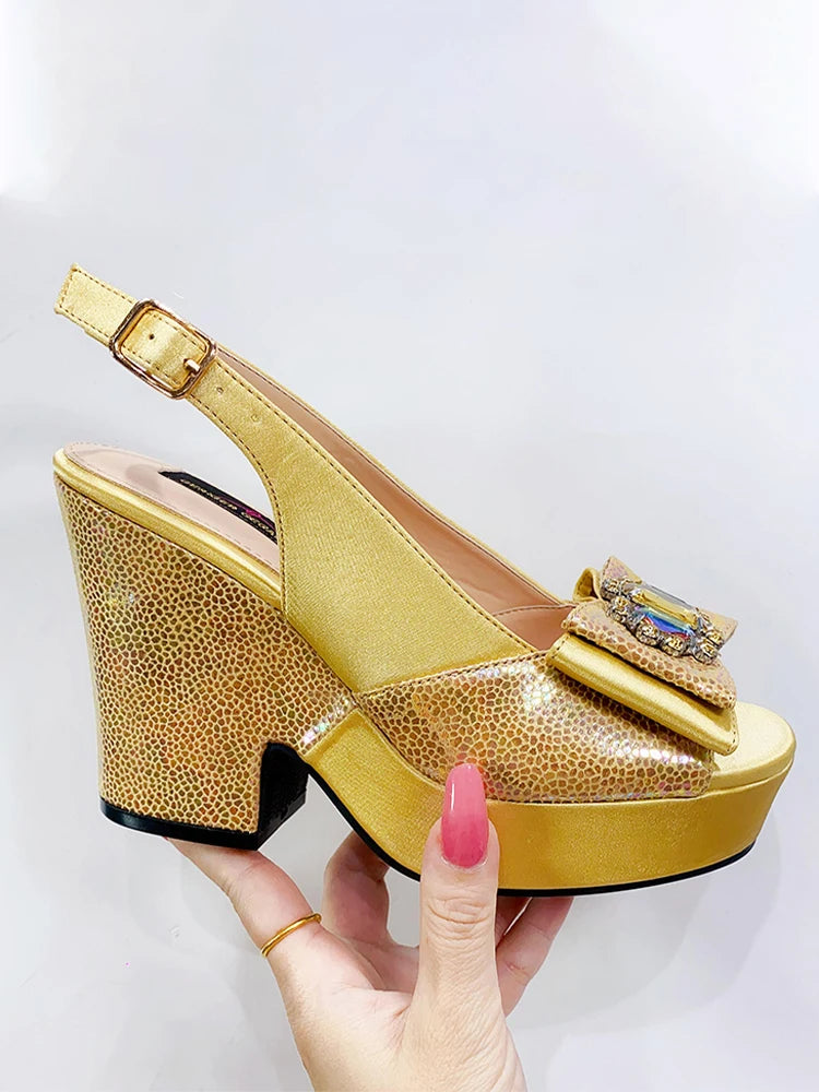 2023 Newest Wedding Women Shoes Nigeria Africa 10cm High Heels Party Gathering Crystal Design Women Shoes Fashion Ladies Shoes