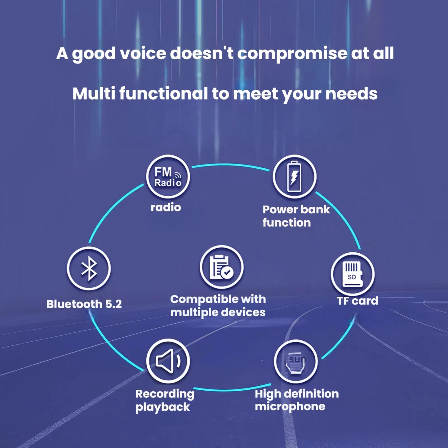 Bluetooth Speaker,5.3 Bluetooth Speakers Wireless  with Radios Support And 2000Mah Power Bank Function Support TF Card for sport