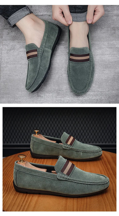 Spring Men's Casual Shoes Suede Loafers For Men Moccasins High Quality Flats Male Walking Shoes comfortable Men's Driving Shoes