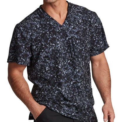 Unisex summer top scrub retro printed work clothes ophthalmology children's center v-neck top pocket t-shirt nurse uniform