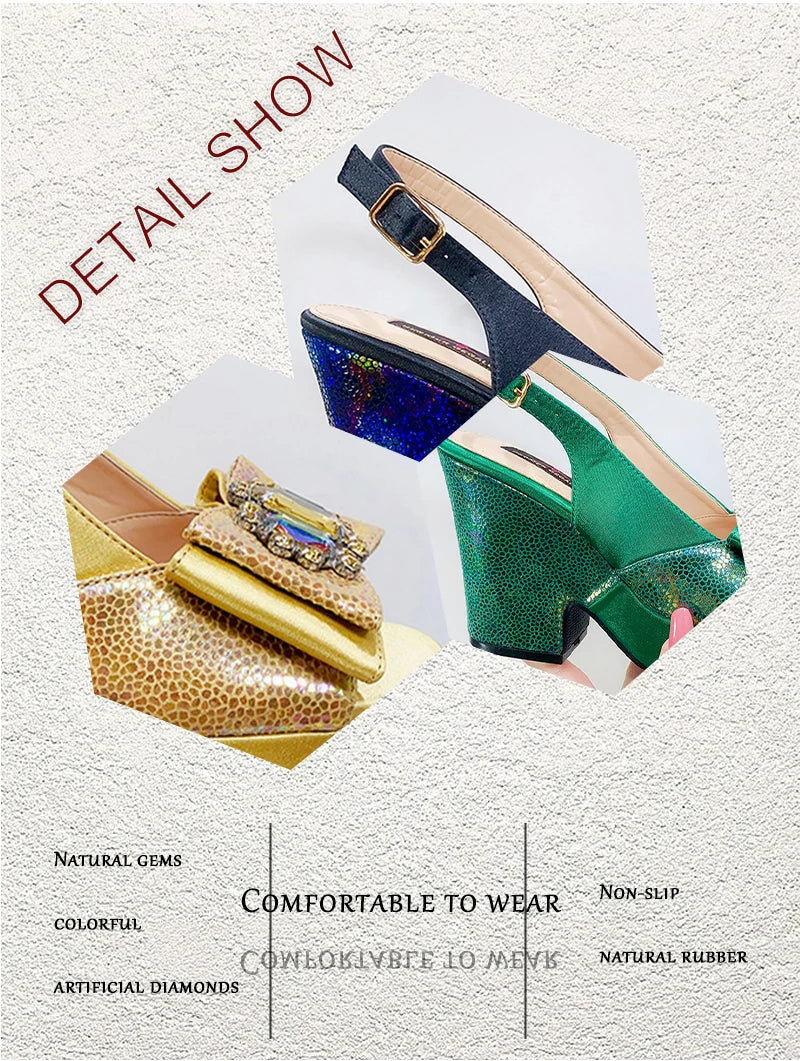 2023 Newest Wedding Women Shoes Nigeria Africa 10cm High Heels Party Gathering Crystal Design Women Shoes Fashion Ladies Shoes